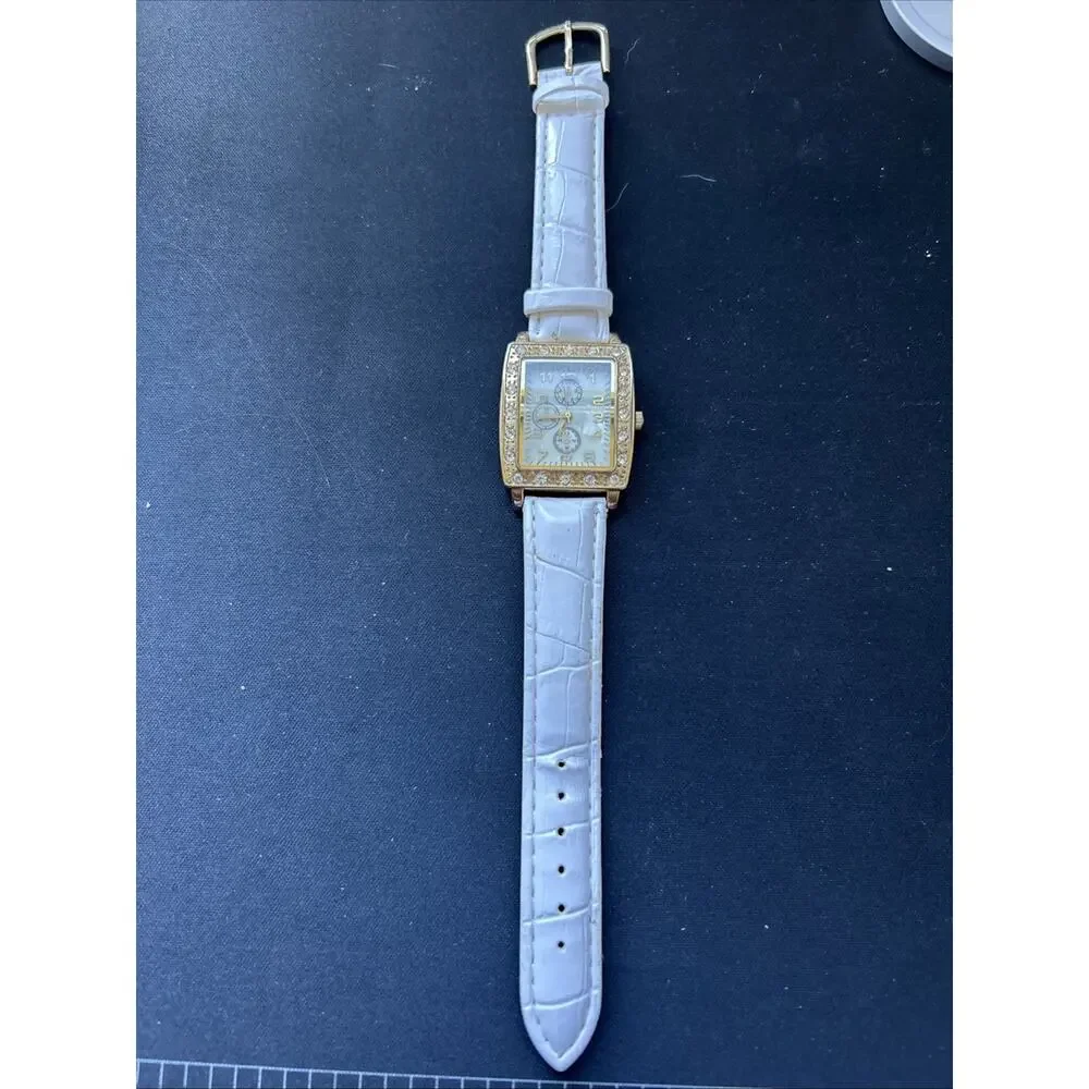 Gold Tone White Band Women’s Quartz Watch